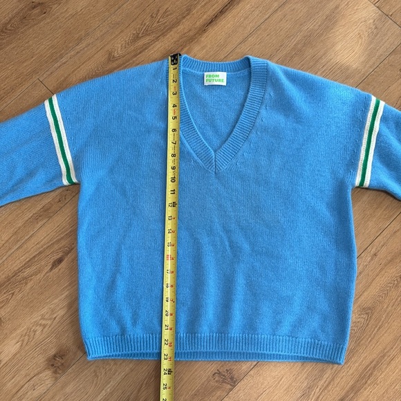 From Future Responsible Cashmere Varsity V-Neck Sweater, NWOT - Size M - Picture 3 of 10